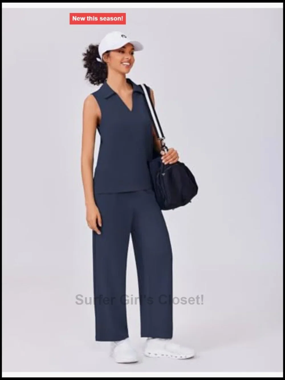 2 Piece Lounge Set Sleeveless V Neck Top Wide Leg Crop Pants Matching Sets